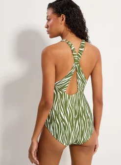 Sierra striped V-neck one-piece