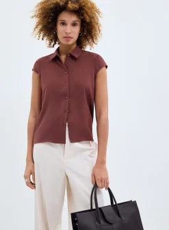 Silky cap-sleeve shirt