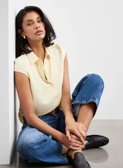 Silky cap-sleeve shirt