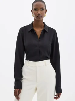 Silky hidden placket shirt