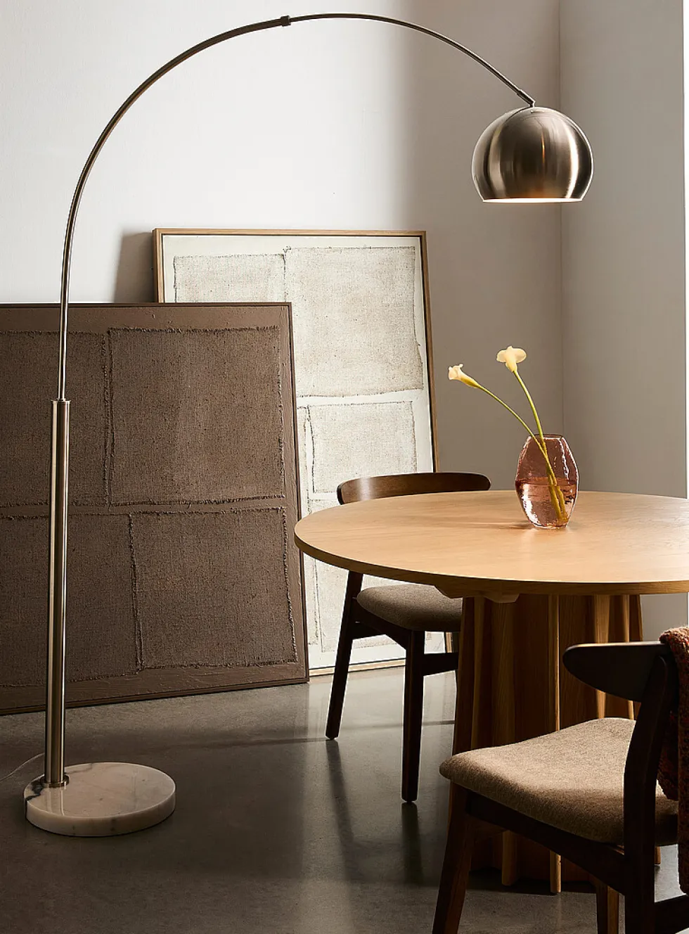 Silver curved floor lamp