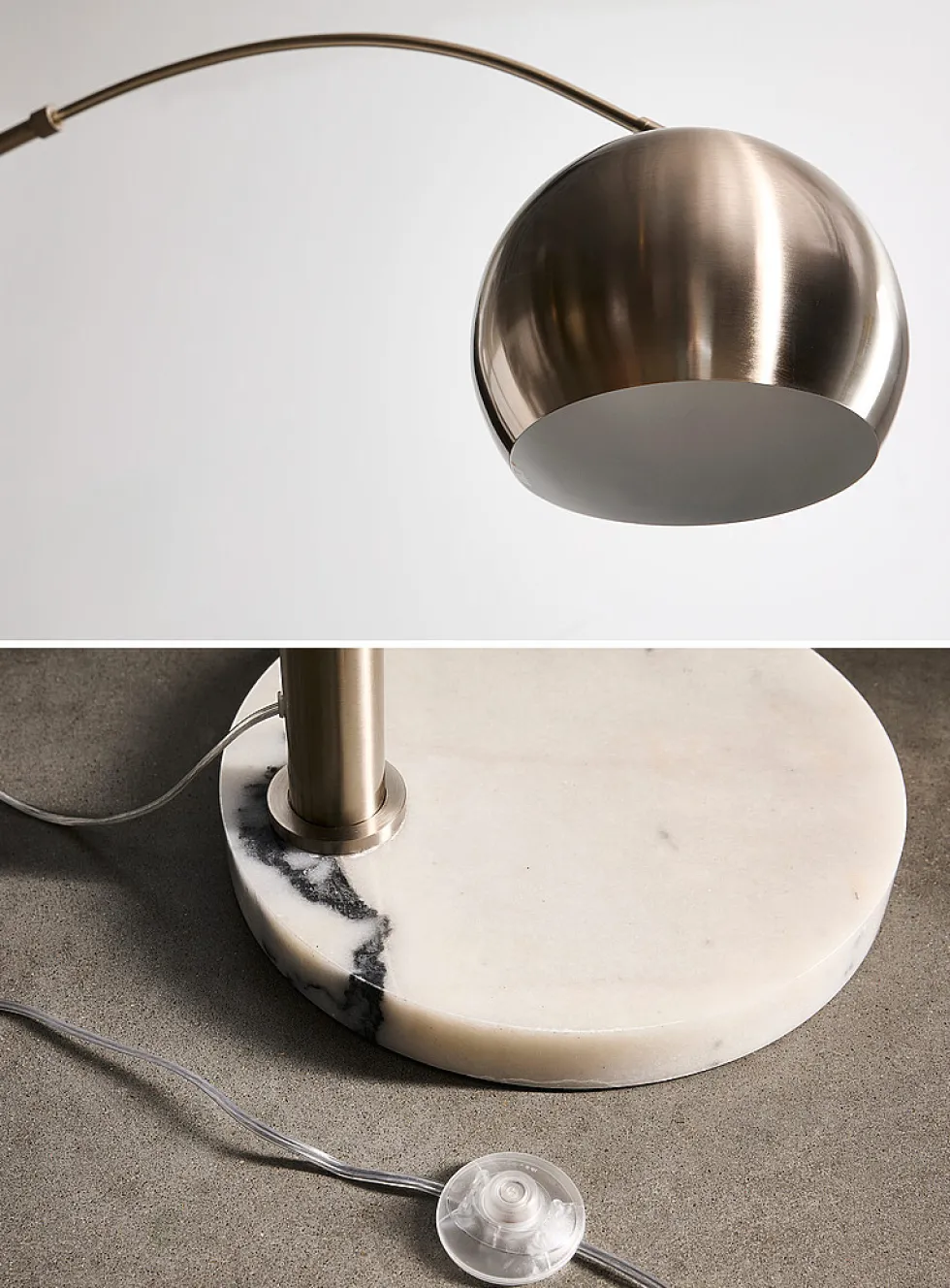 Silver curved floor lamp