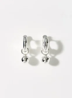 Silver shimmery ball hoops