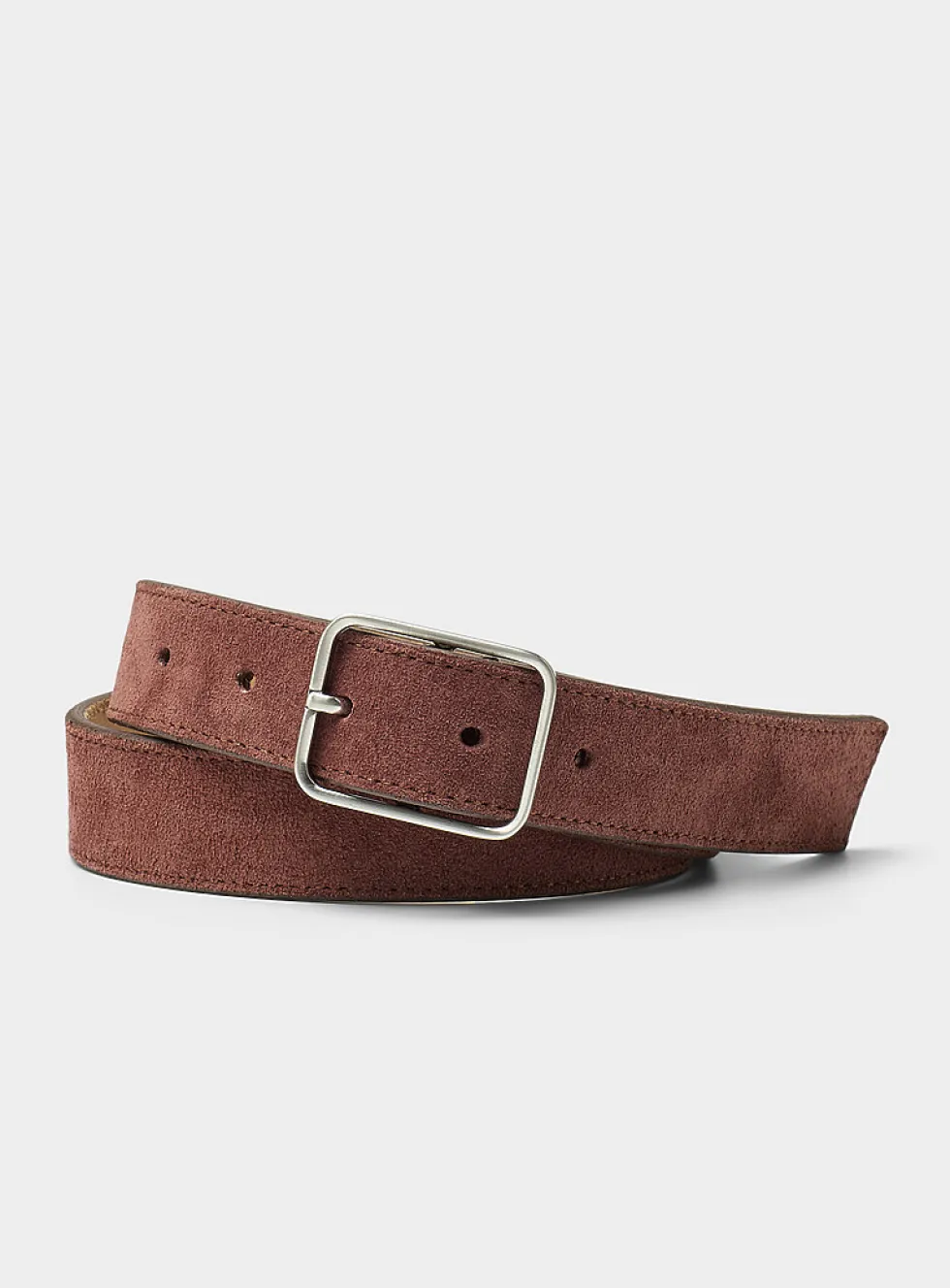 Silver square buckle suede belt