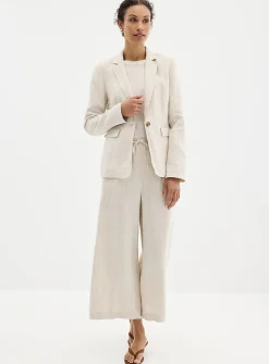Single-button pure linen blazer