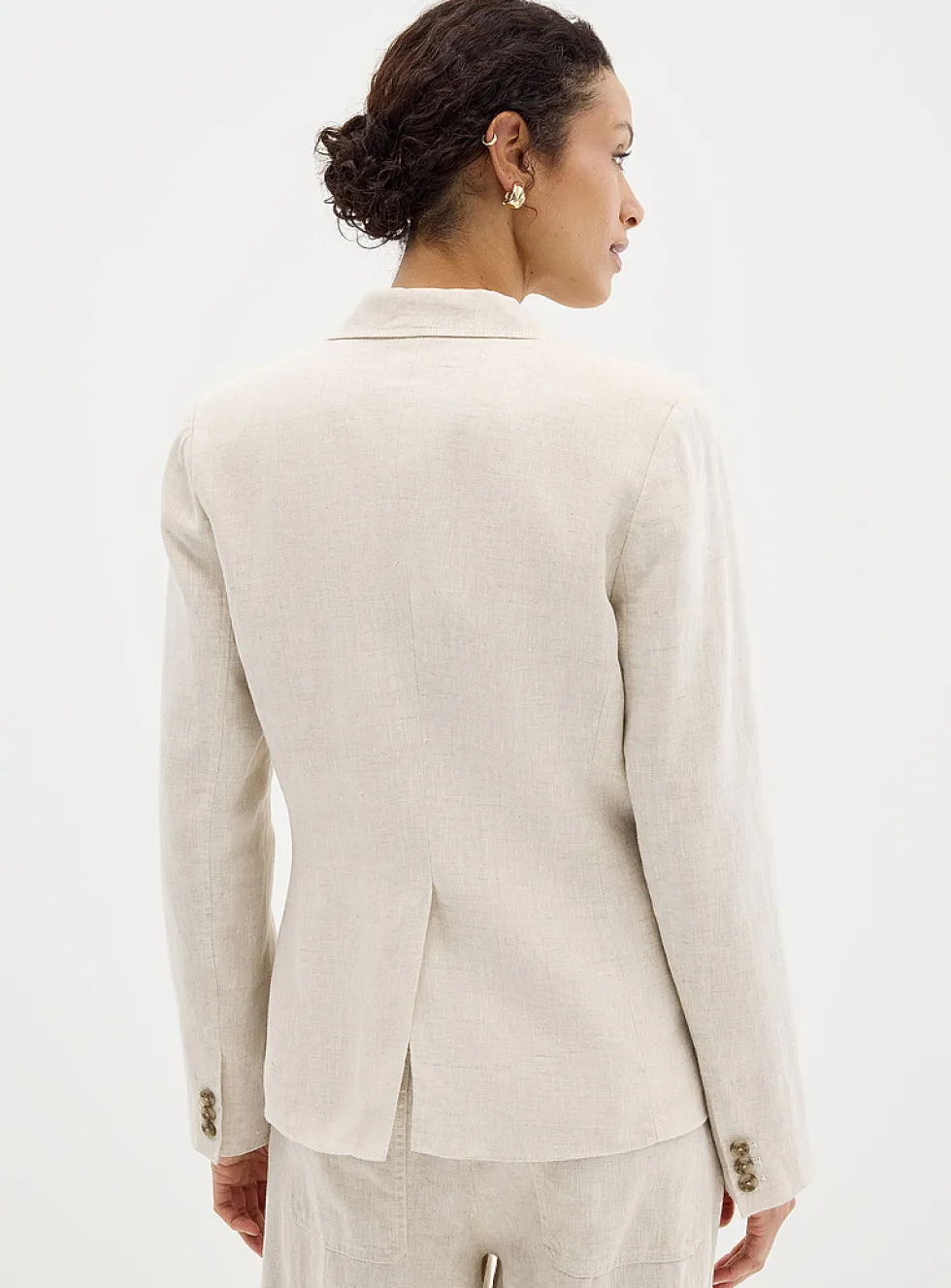 Single-button pure linen blazer
