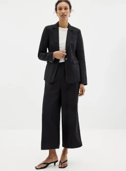 Single-button pure linen blazer