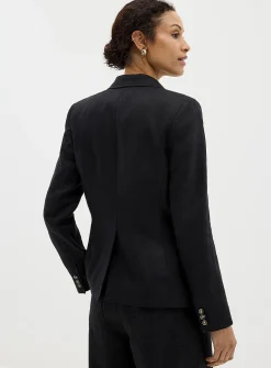Single-button pure linen blazer