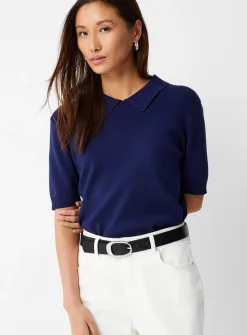 Sleek fine-knit polo