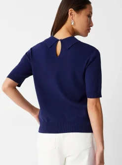 Sleek fine-knit polo