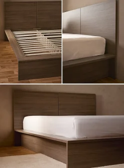 Sleek oak platform bed frame