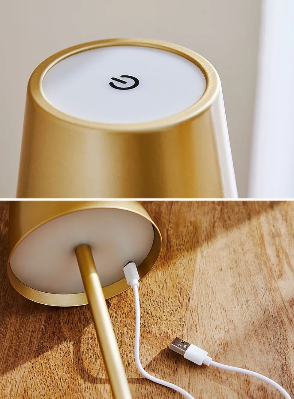 Sleek rechargeable touch table lamp