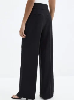 Sleek-waist stretch crepe pant