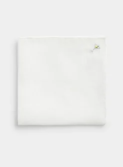Small embroidery linen pocket square