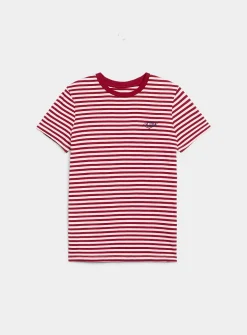 Small embroidery striped T-shirt