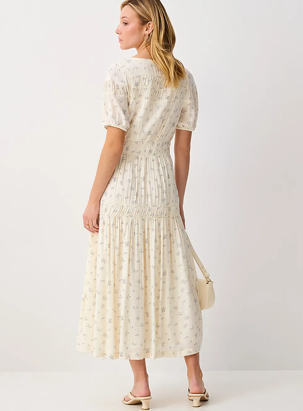 Small flowers smocked accents maxi dress
