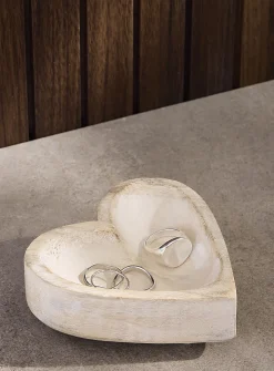 Small mango wood heart tray