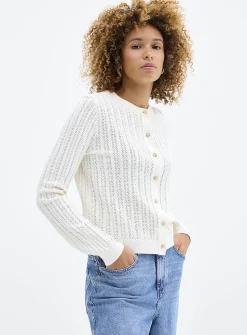 Small rose buttons pointelle cardigan