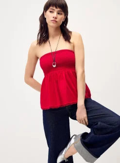 Smocked babydoll tube top
