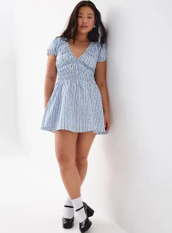 Smocked poplin minidress