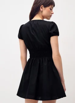 Smocked poplin minidress