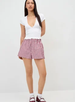 Smocked V-neck T-shirt
