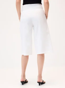 Smocked waist cropped pant