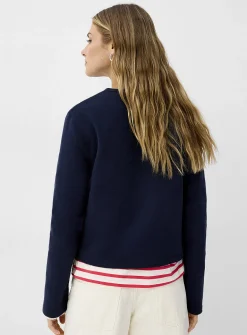 Soft cotton fleece crew-neck boxy cardigan