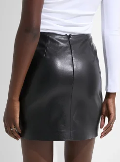 Soft faux-leather miniskirt