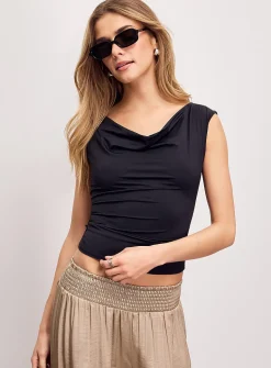 Soft microfibre draped neck cami
