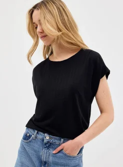 Soft textured cap-sleeve tee