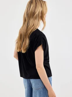 Soft textured cap-sleeve tee