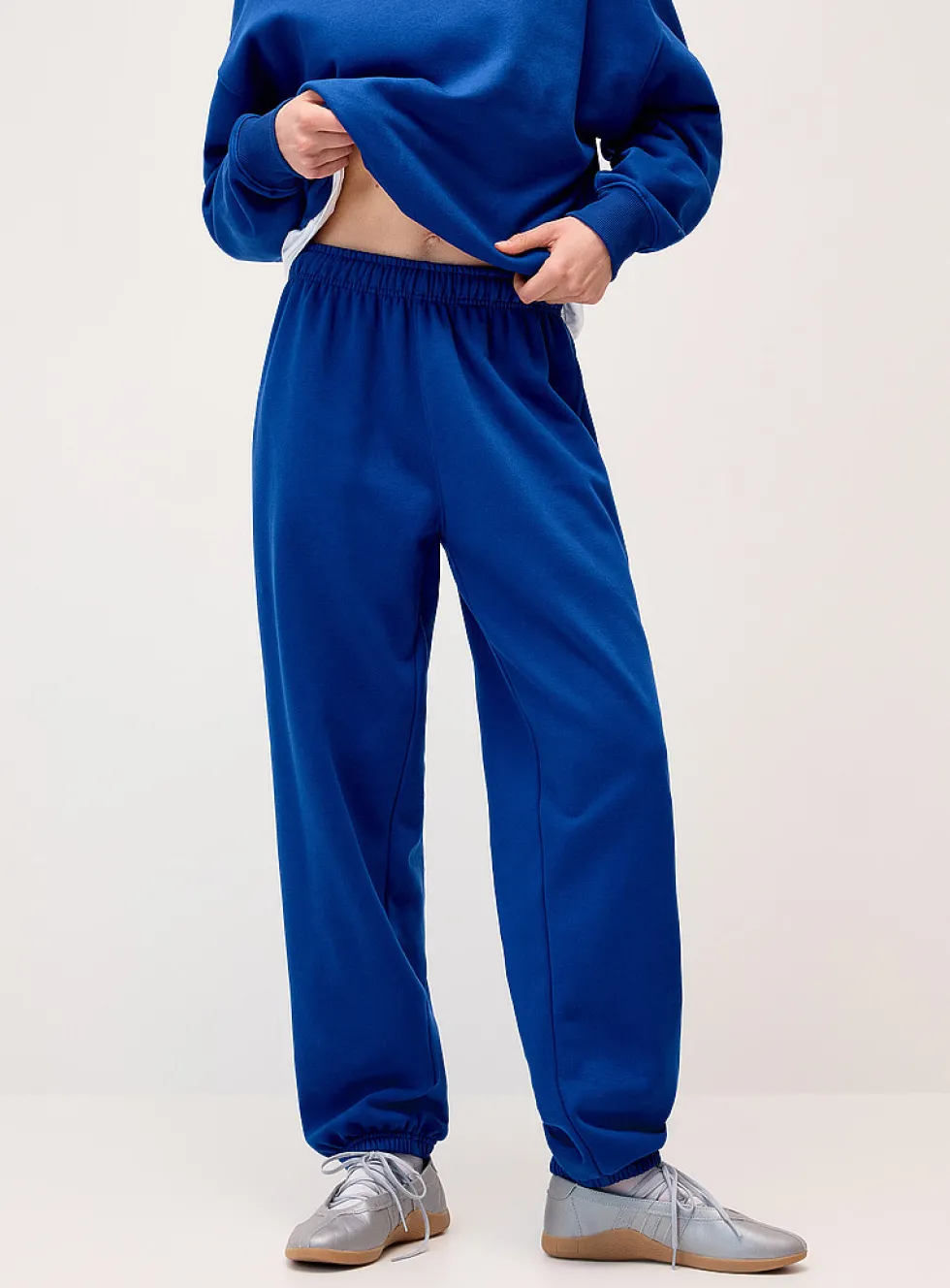Solid cotton-fleece loose joggers
