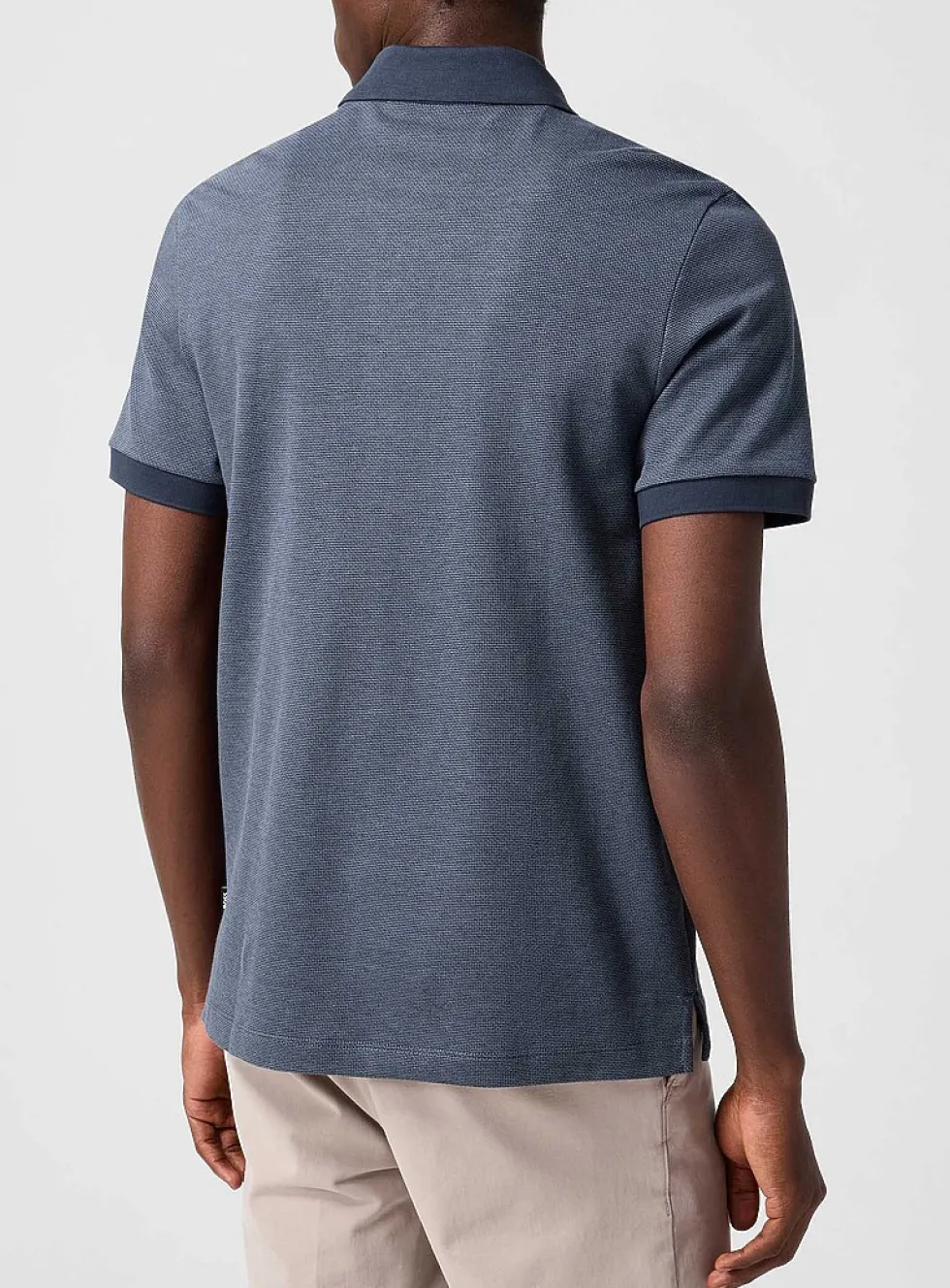 Solid edging textured jacquard polo