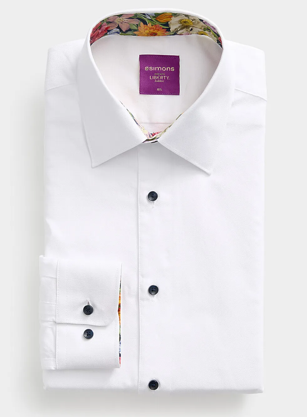Solid floral-trim shirt