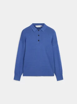 Solid loose polo sweater