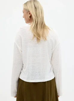 Solid pure linen long-sleeve T-shirt