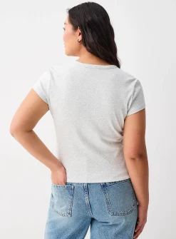 Solid ribbed fitted T-shirt