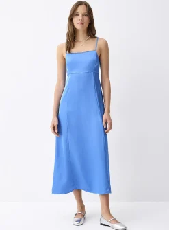 Solid satiny maxi dress