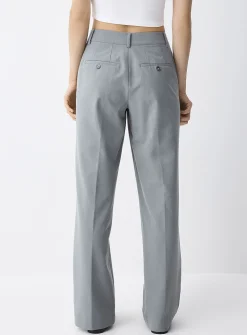Solid straight dress pant