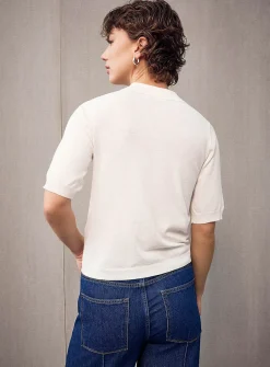 Sparkling bow buttons polo shirt