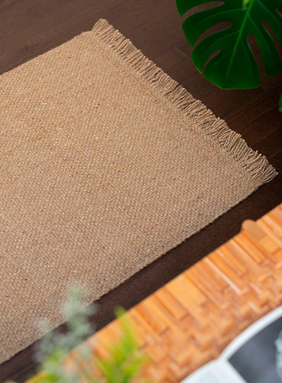 Speckled basket-weave handmade hallway rug