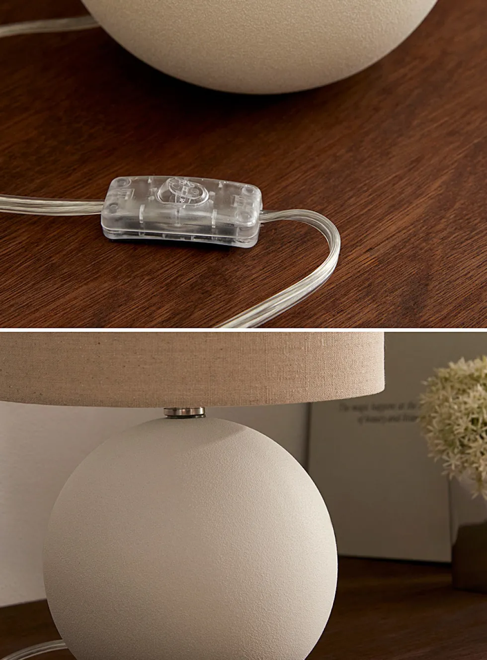 Spherical base ceramic table lamp