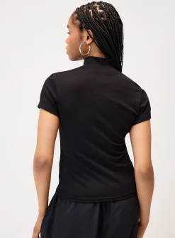 Stars zippered mock-neck T-shirt