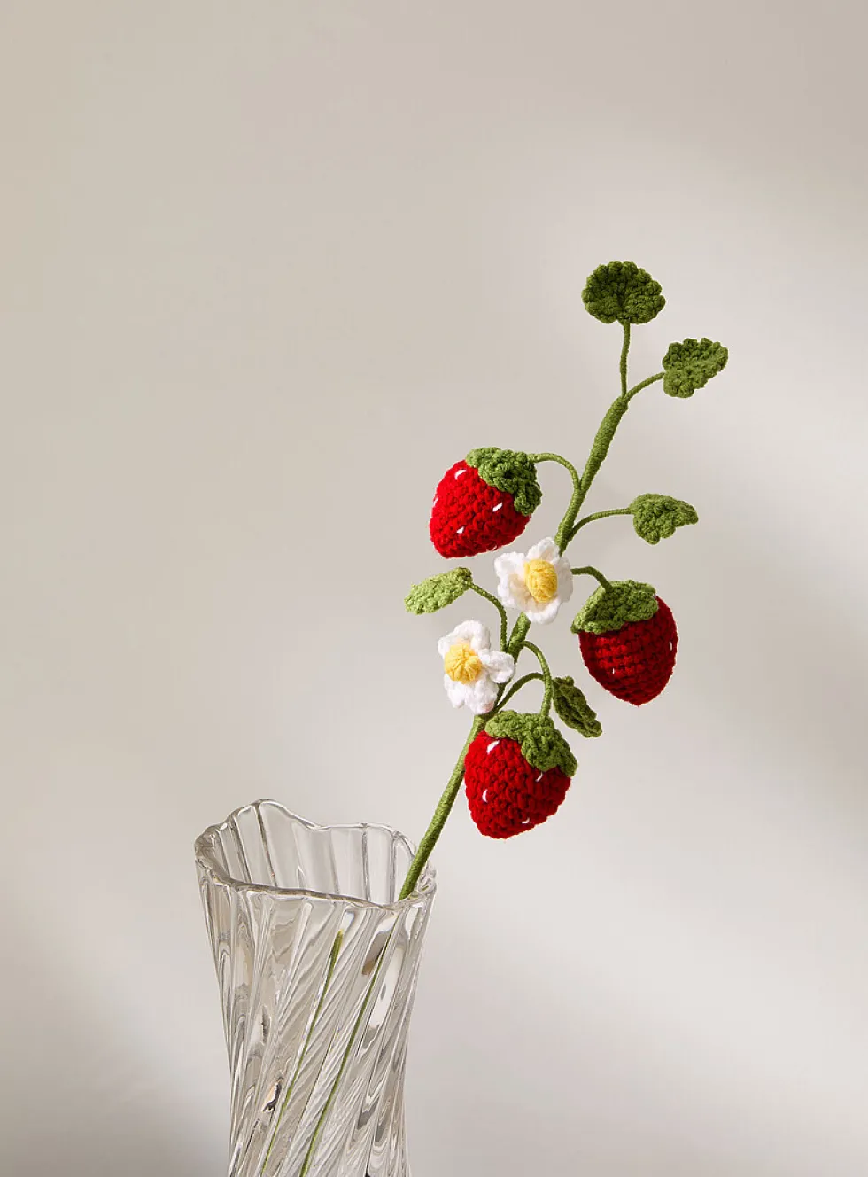 Strawberries and flowers imitation crocheted branch