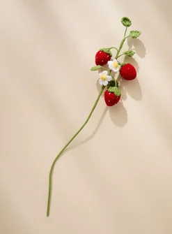 Strawberries and flowers imitation crocheted branch
