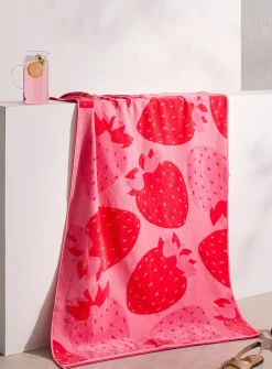 Strawberry organic cotton beach towel