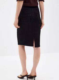Stretch denim slim-fit skirt