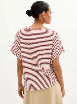 Striped cap-sleeve organic cotton T-shirt