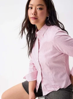 Striped fitted poplin shirt